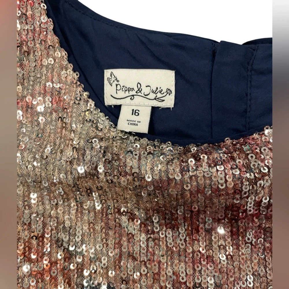 Pippa & Julie Kid’s Cosmic Floral Sequin Dress Size 16 Youth